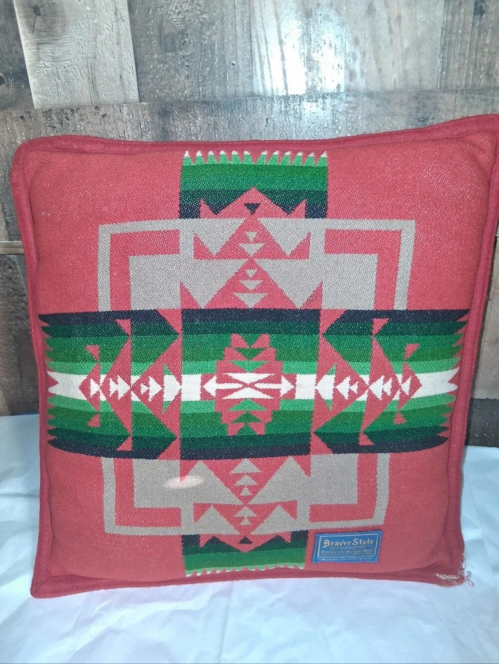 Vintage Pendleton Beaver State Wool Pillow Square 16